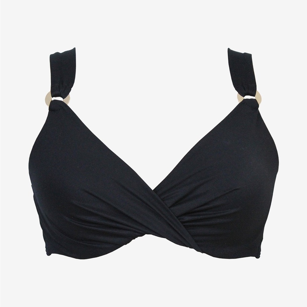 Miraclesuit Underwire Plunge Bra Top in Black Size 34D New
